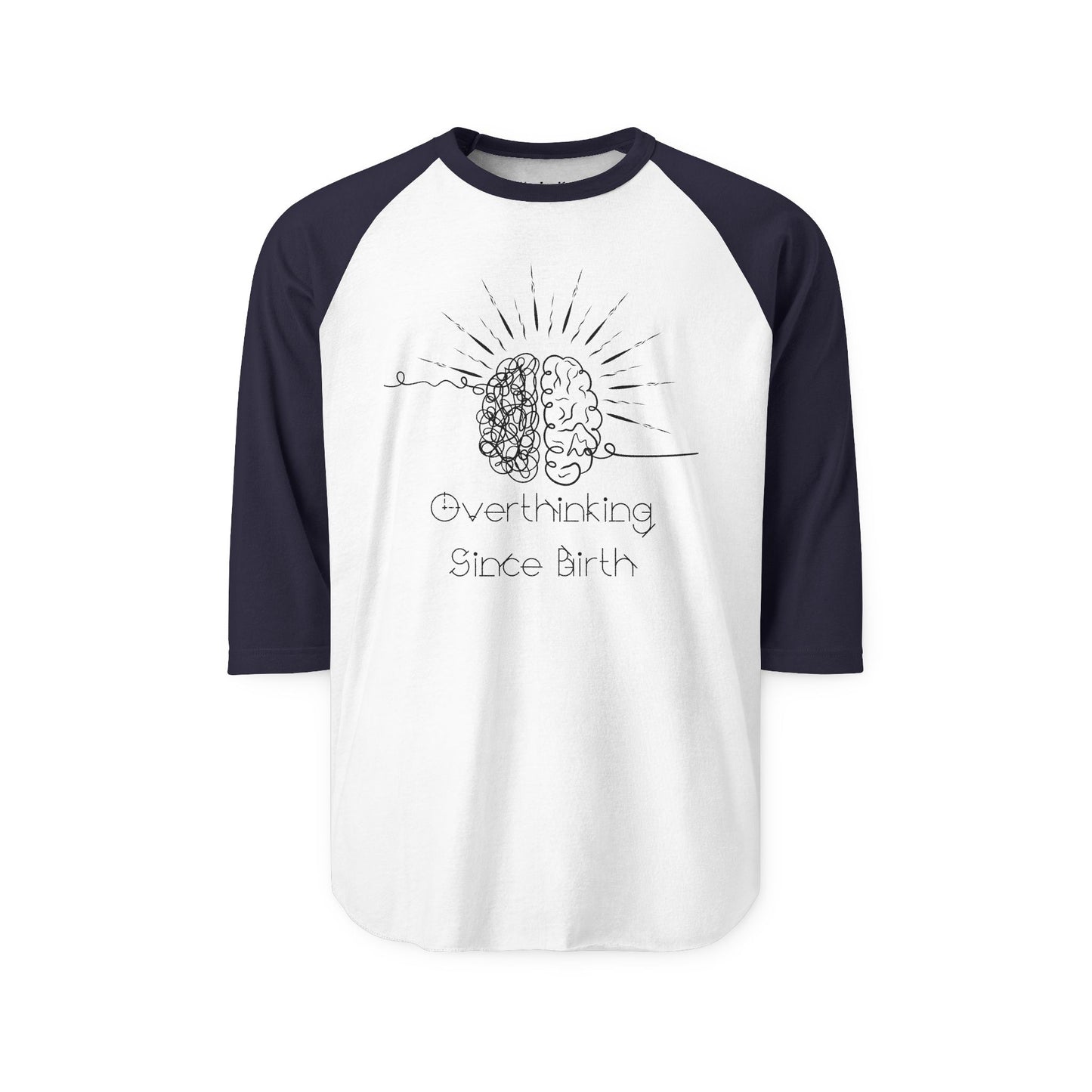 Unisex Overthinking Raglan Shirt, Trendy Casual Tee, Brain Art Shirt, Gift for Friends, Unique Birthday Present, Relaxed Style
