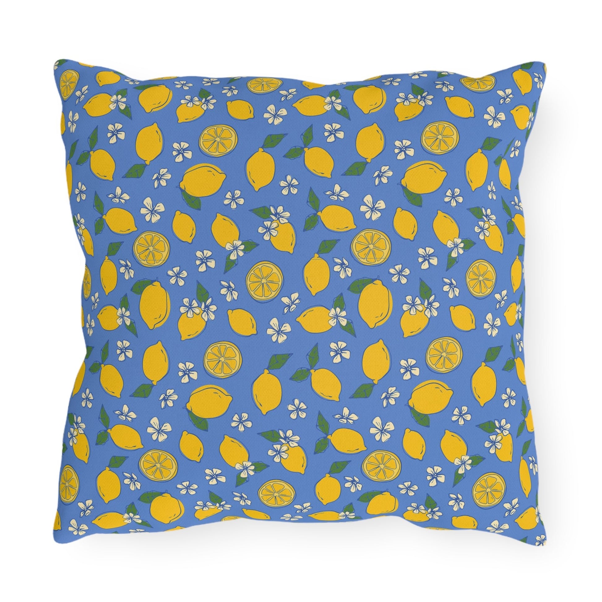 Blue Lemon Outdoor Pillow Cover | Citrus Patio Pillow - You're My Kind of Weird