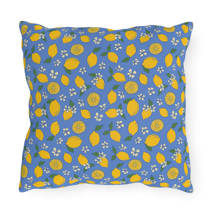 Blue Lemon Outdoor Pillow Cover | Citrus Patio Pillow - You're My Kind of Weird