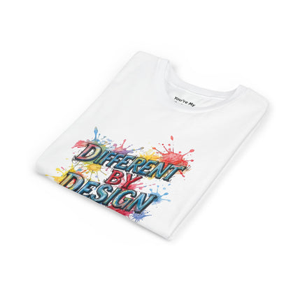 Different by Design Youth Tee - Colorful Graphic Shirt for Kids, Unique Style, Birthday Gift, Fun School Wear, Creative Expression