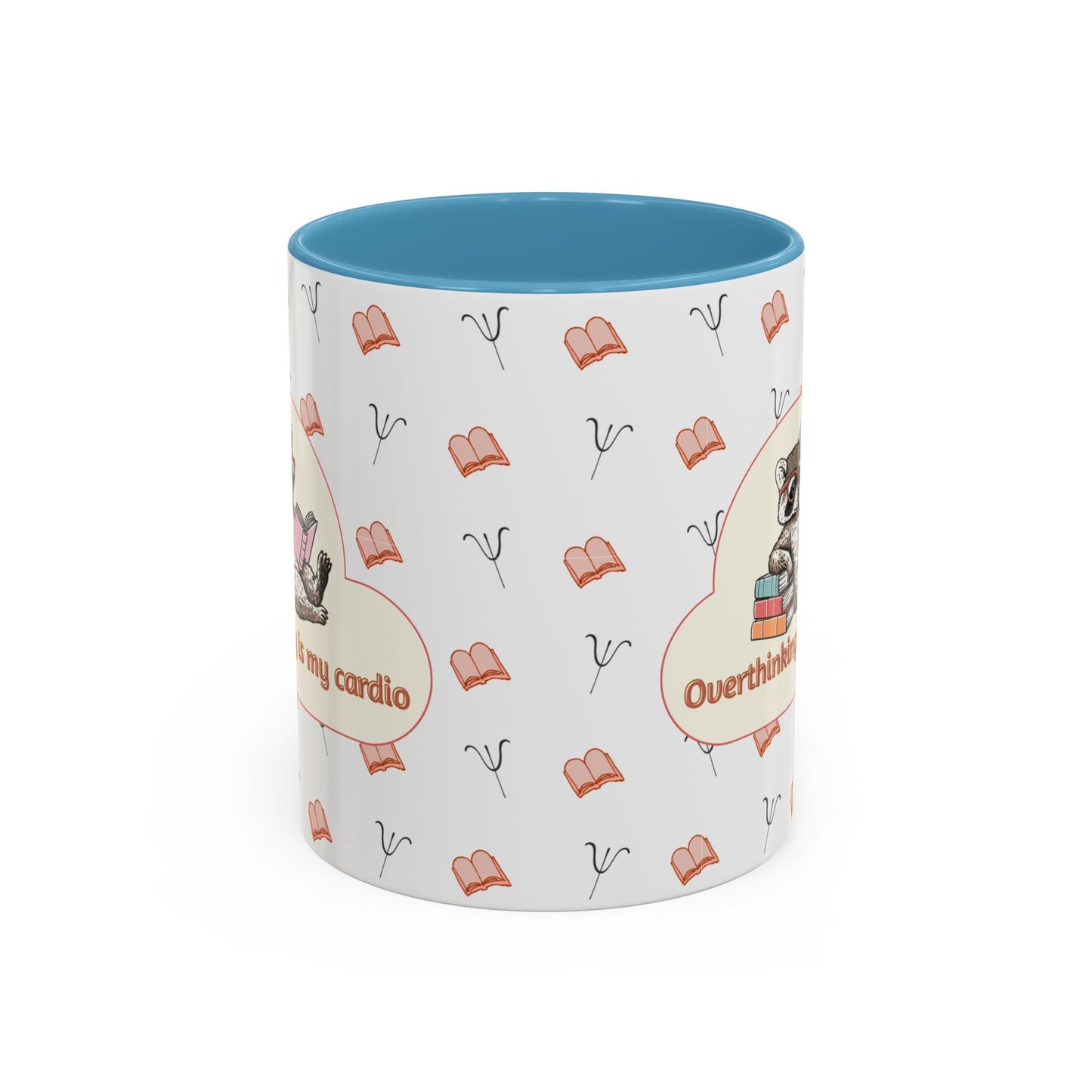 Overthinking Is My Cardio Coffee Mug — Cute Raccoon Reading Accent Mug - You're My Kind of Weird