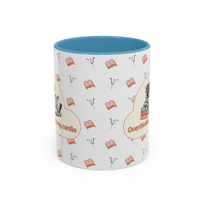 Overthinking Is My Cardio Coffee Mug — Cute Raccoon Reading Accent Mug - You're My Kind of Weird