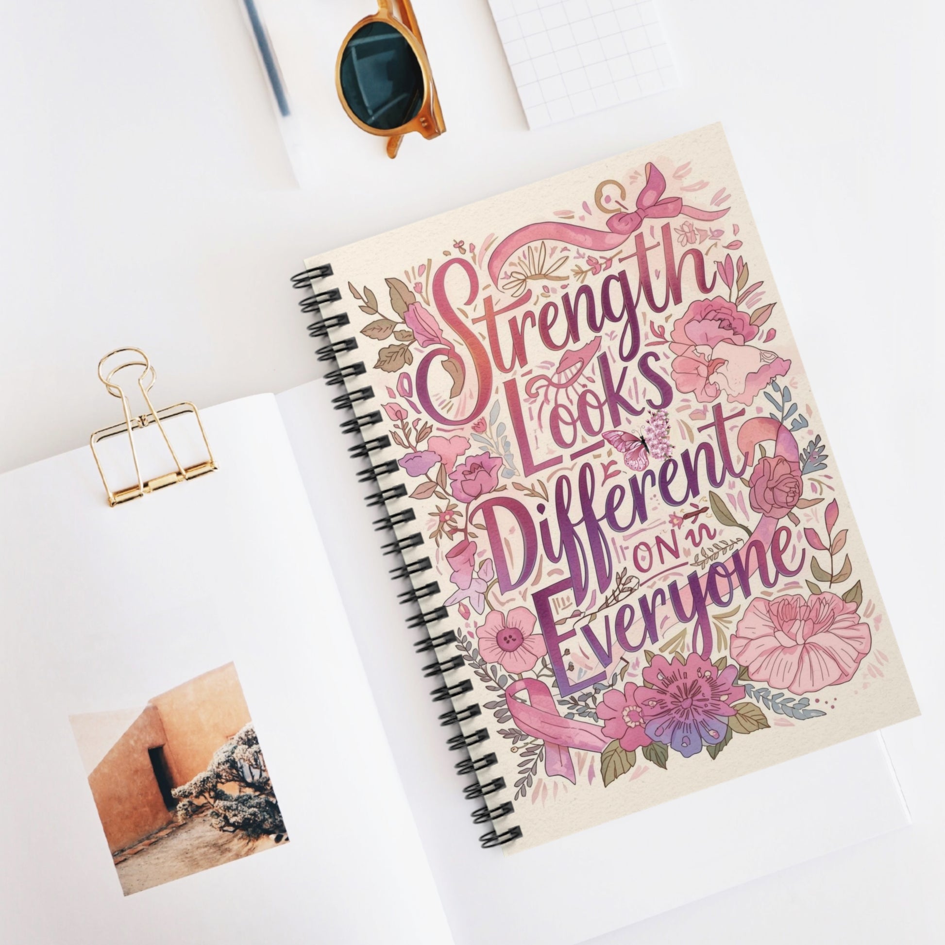 “Strength Looks Different on Everyone” Breast Cancer Awareness Spiral Notebook - You're My Kind of Weird