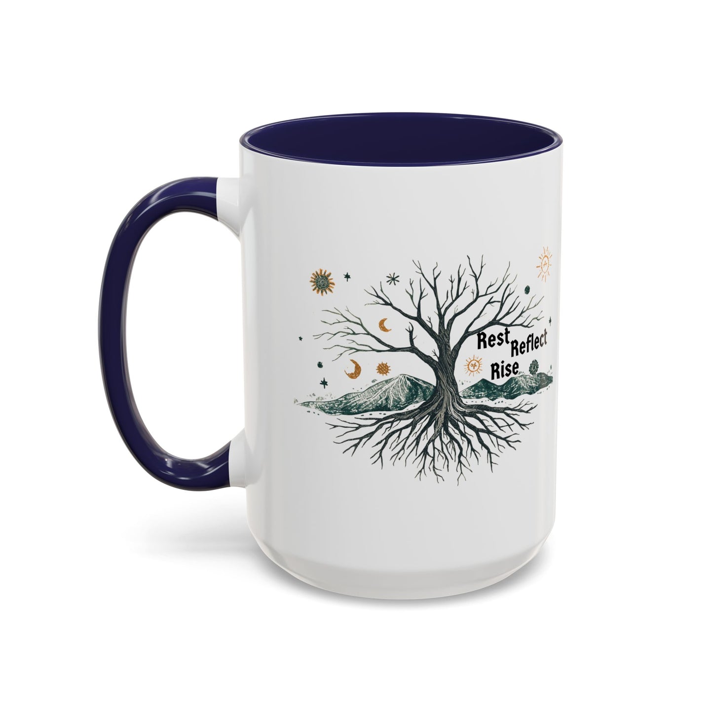 Inspirational Accent Coffee Mug, Motivational Mug, Nature Coffee Cup, Gift for Mindfulness, Rest Reflect Rise Mug - You're My Kind of Weird