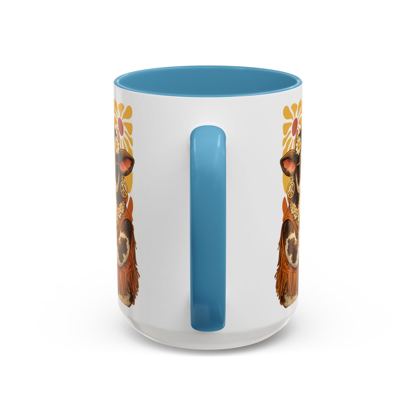 "Moo'd: Stabilized" Hippie Cow Accent Mug (15oz) - You're My Kind of Weird