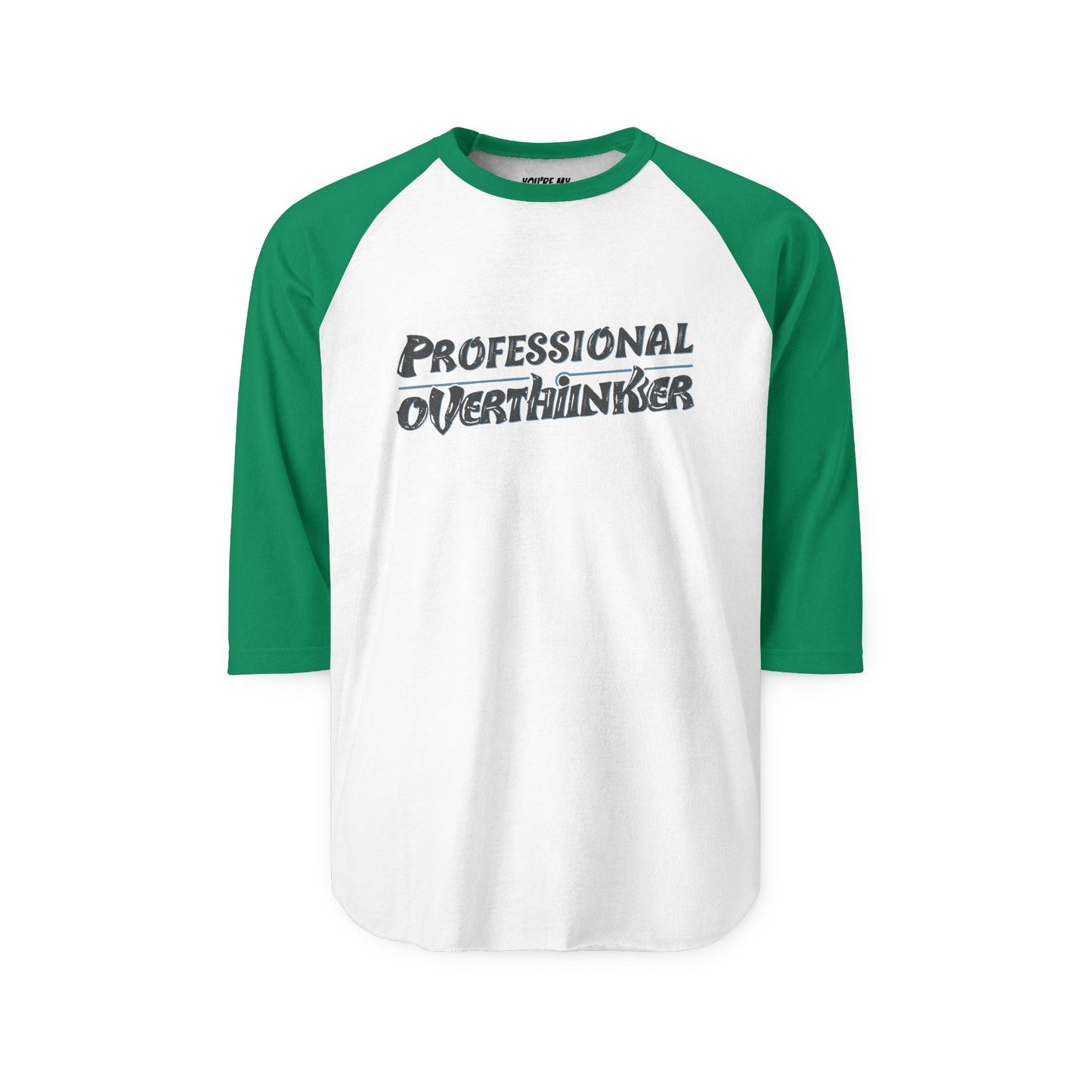Unisex Professional Overthinker Raglan Tee – ¾ Sleeve Soft Cotton Shirt | Casual, Prewashed, Reactive-Dyed, Perfect Gift for Overthinkers