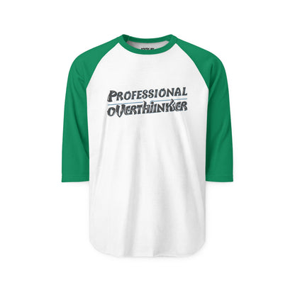 Unisex Professional Overthinker Raglan Tee – ¾ Sleeve Soft Cotton Shirt | Casual, Prewashed, Reactive-Dyed, Perfect Gift for Overthinkers