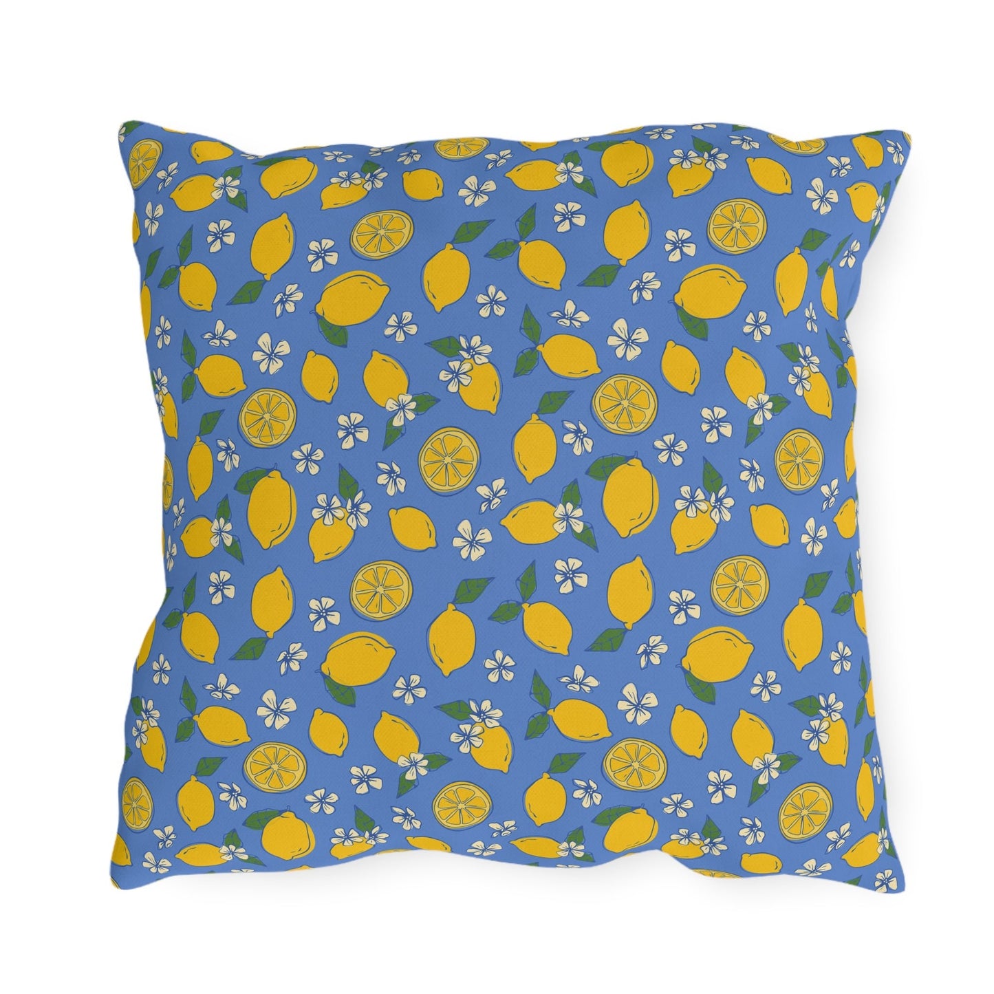 Blue Lemon Outdoor Pillow Cover | Citrus Patio Pillow - You're My Kind of Weird