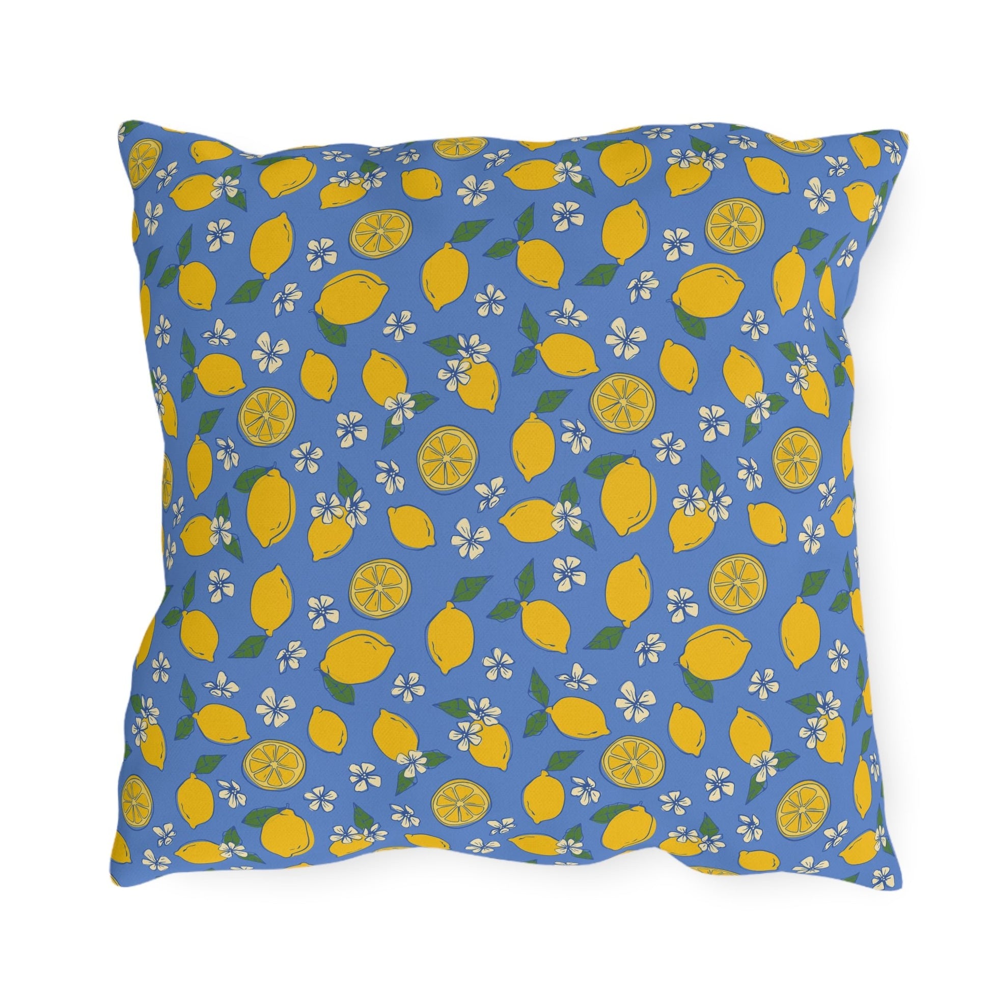 Blue Lemon Outdoor Pillow Cover | Citrus Patio Pillow - You're My Kind of Weird