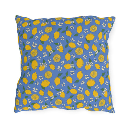 Blue Lemon Outdoor Pillow Cover | Citrus Patio Pillow - You're My Kind of Weird