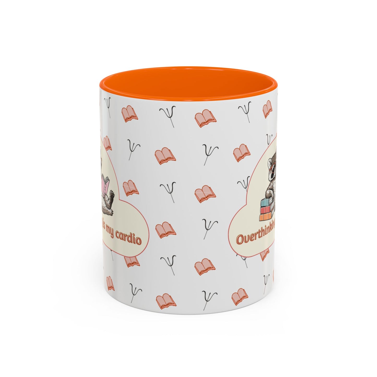 Overthinking Is My Cardio Coffee Mug — Cute Raccoon Reading Accent Mug - You're My Kind of Weird