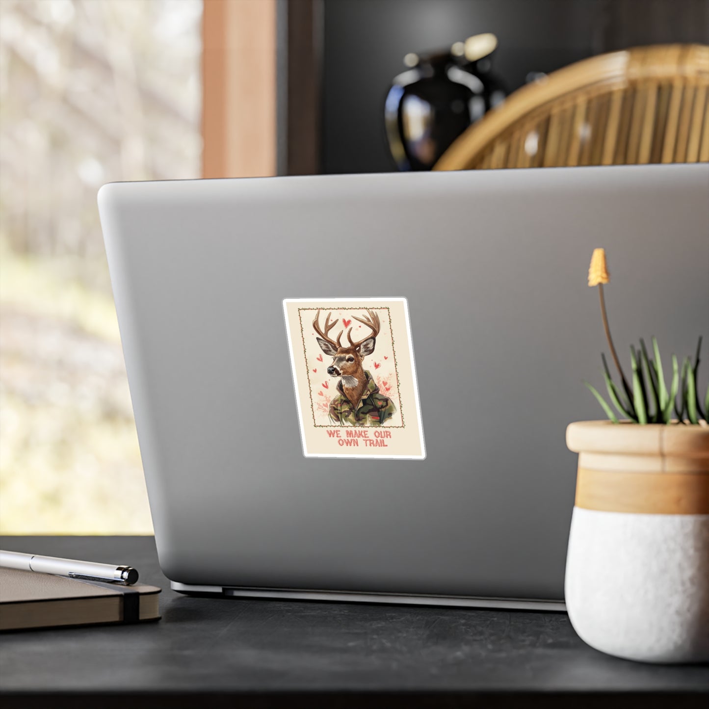 Deer in Camo Sticker — "We Make Our Own Trail" Kiss - Cut Vinyl Decal - You're My Kind of Weird