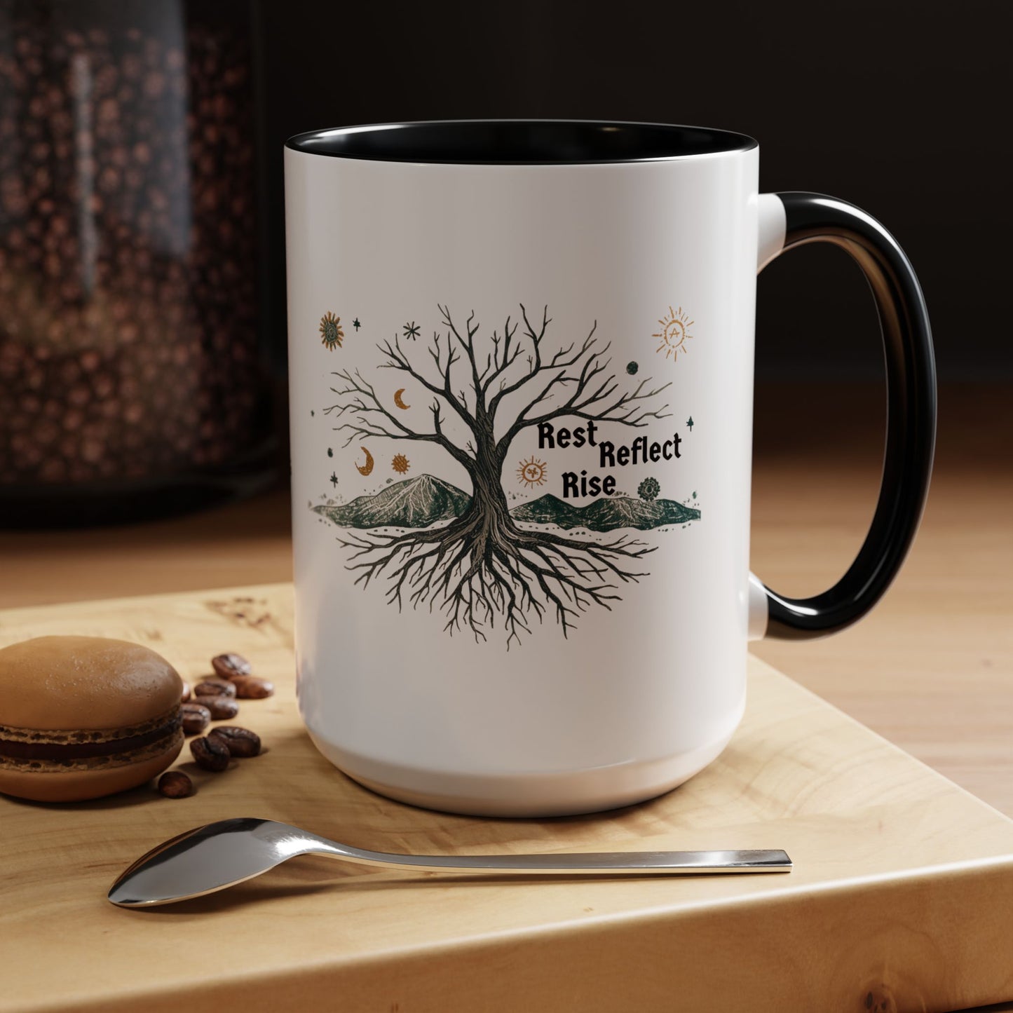 Inspirational Accent Coffee Mug, Motivational Mug, Nature Coffee Cup, Gift for Mindfulness, Rest Reflect Rise Mug - You're My Kind of Weird