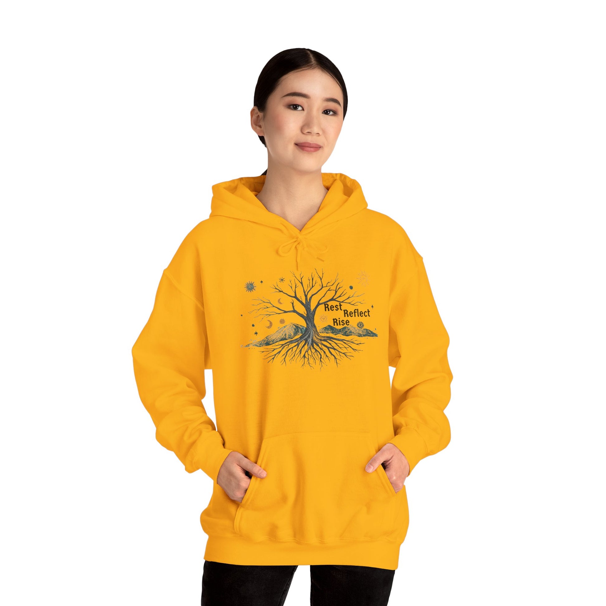 Rest. Reflect. Rise. Hoodie | Cozy Winter Solstice Sweatshirt - You're My Kind of Weird