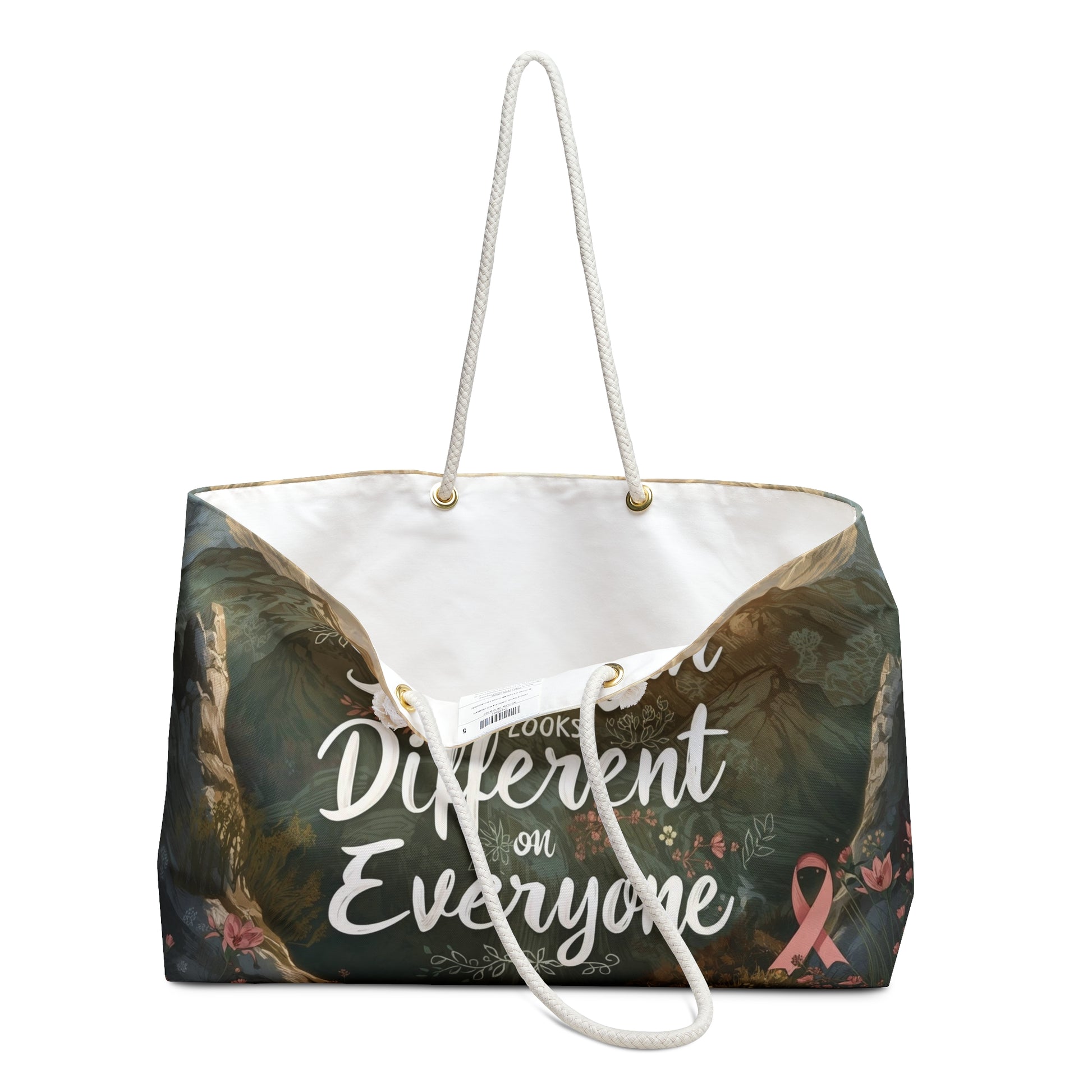 Weekender Bag — "Strength Looks Different on Everyone" Inspirational Breast Cancer Support Tote - You're My Kind of Weird
