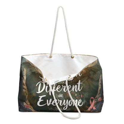 Weekender Bag — "Strength Looks Different on Everyone" Inspirational Breast Cancer Support Tote - You're My Kind of Weird