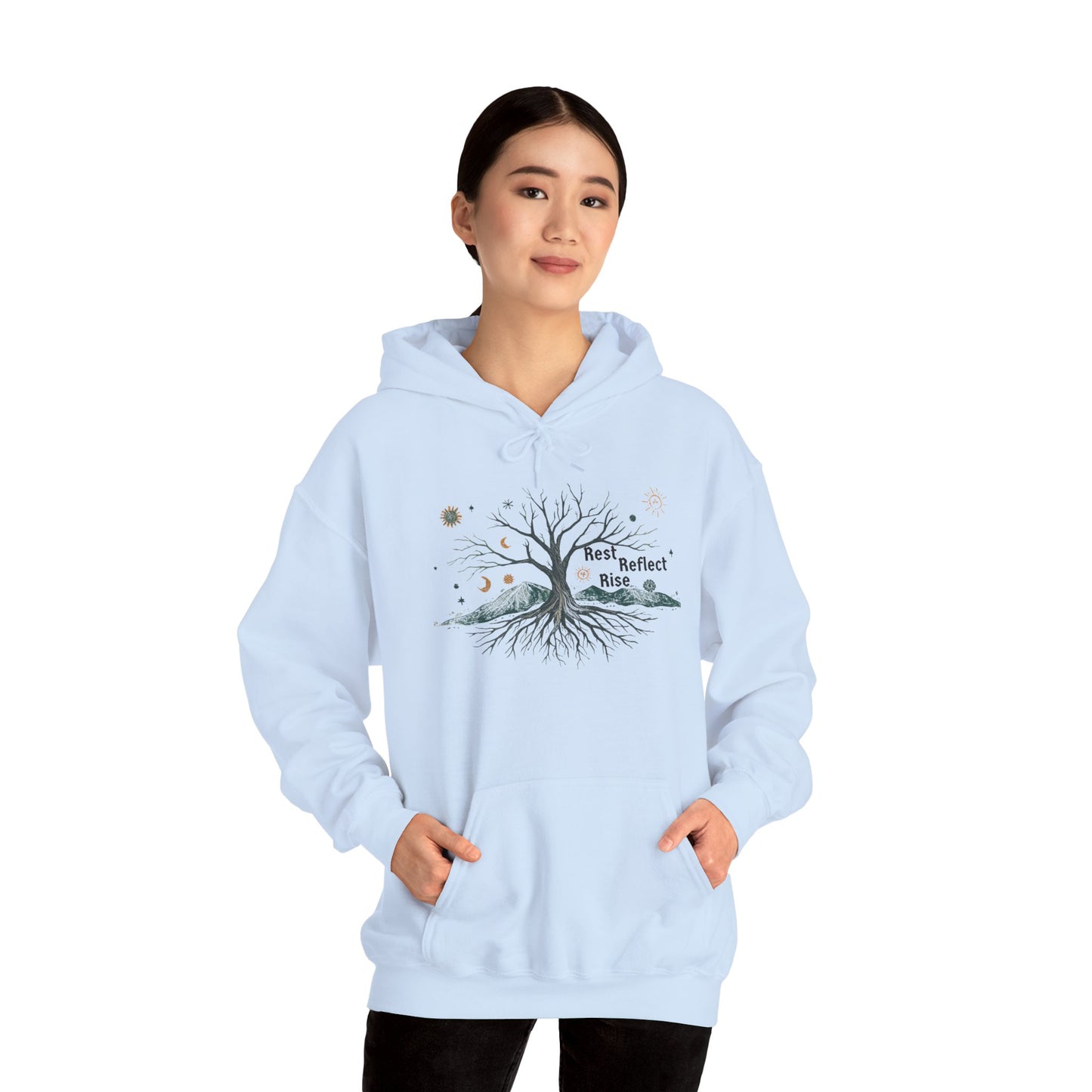 Rest. Reflect. Rise. Hoodie | Cozy Winter Solstice Sweatshirt - You're My Kind of Weird