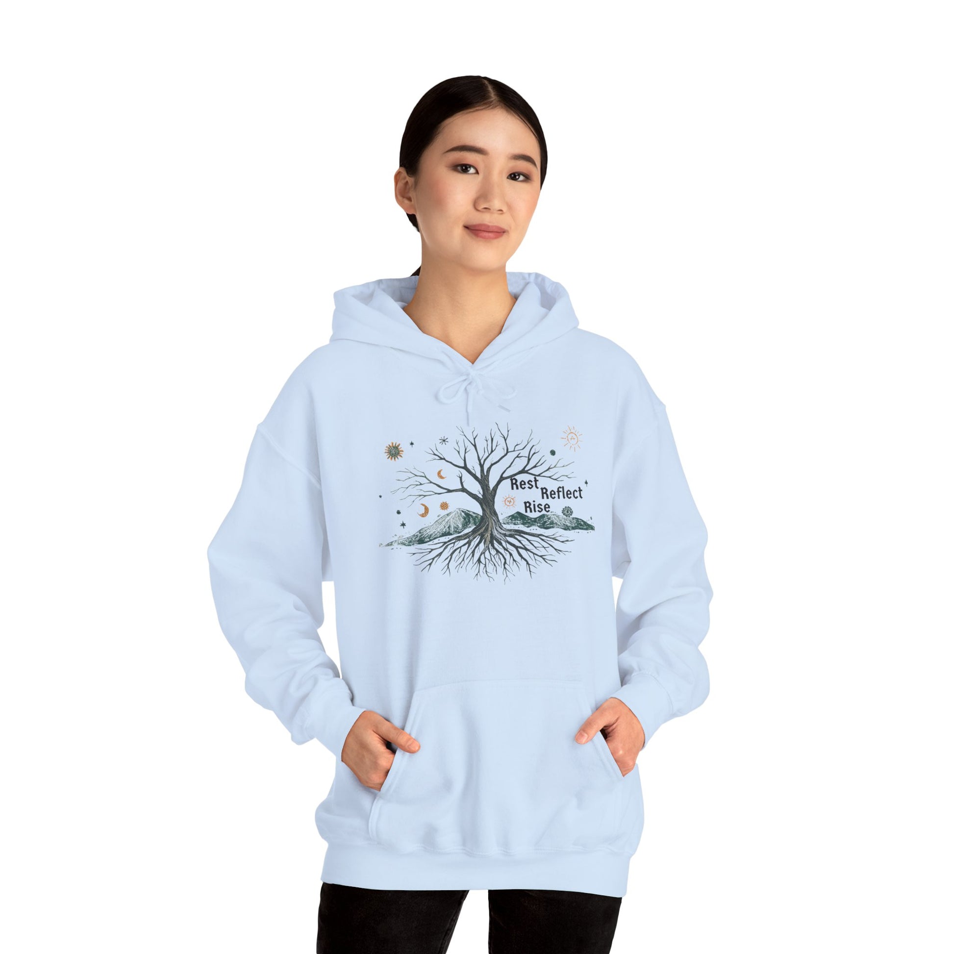 Rest. Reflect. Rise. Hoodie | Cozy Winter Solstice Sweatshirt - You're My Kind of Weird