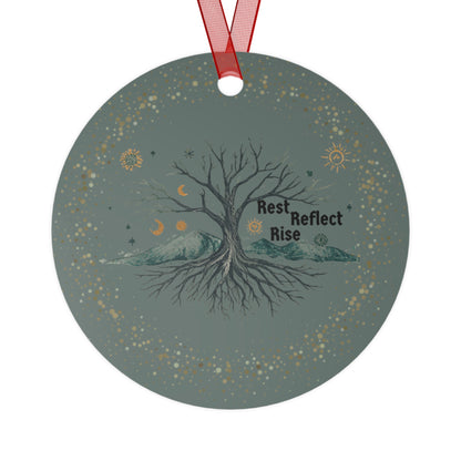 Mindful Solistace Tree Metal Ornament - Rest Reflect Rise Decor, Holiday Gift, Home Ornament - You're My Kind of Weird