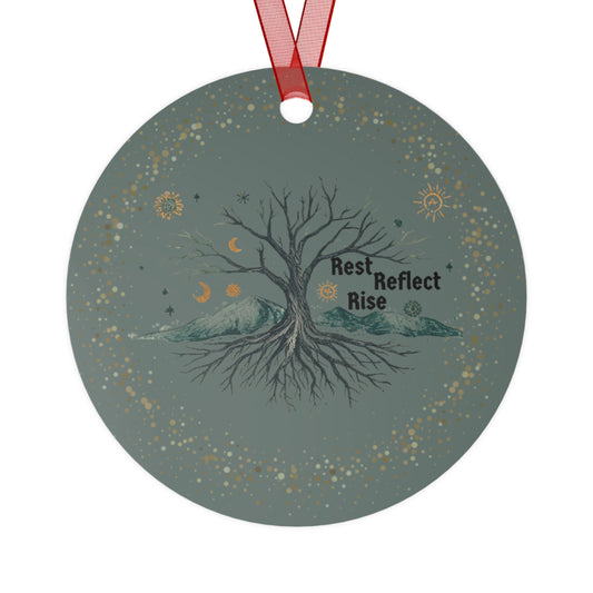 Mindful Solistace Tree Metal Ornament - Rest Reflect Rise Decor, Holiday Gift, Home Ornament - You're My Kind of Weird