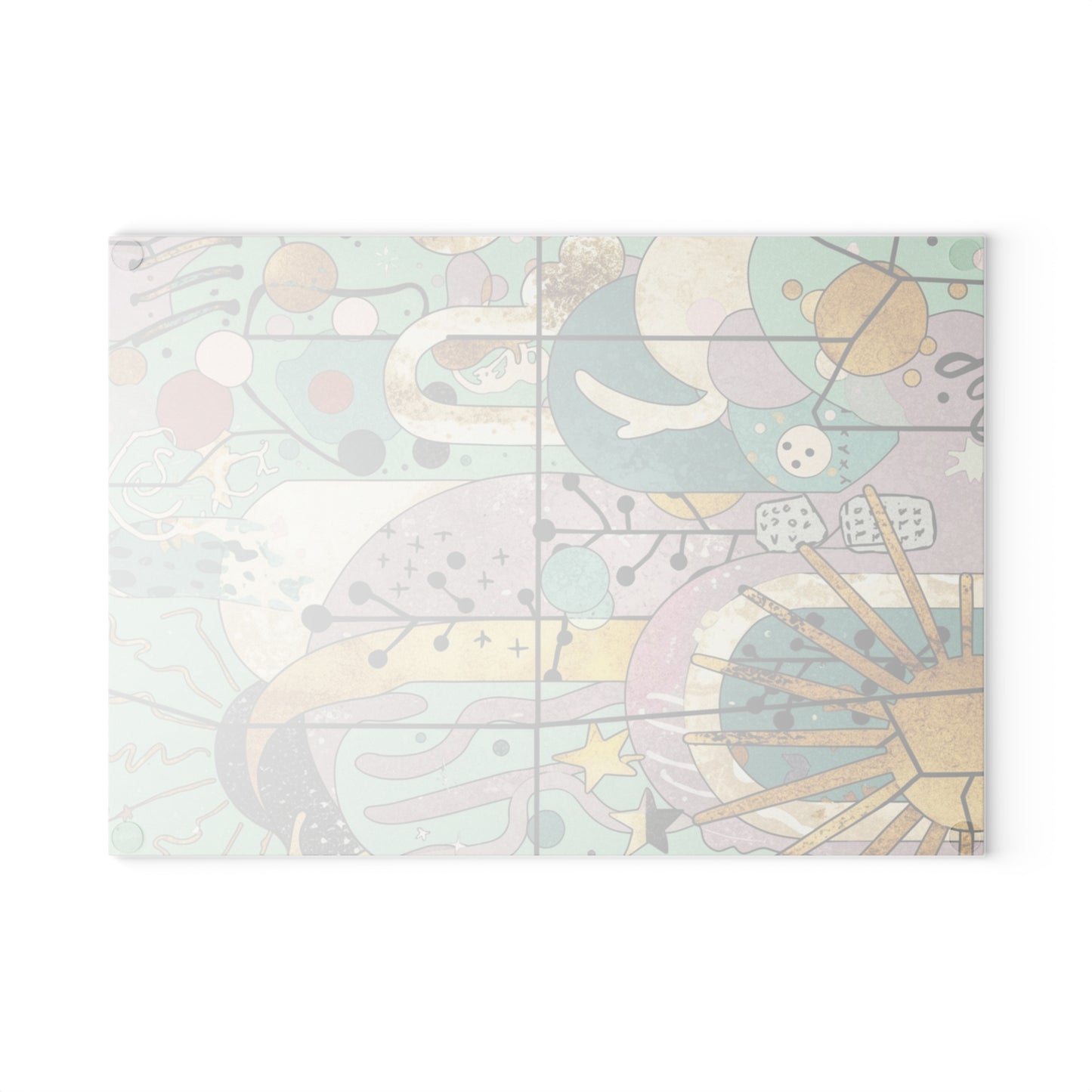 Dopamine Fun Abstract Celestial Illustration Glass Cutting Board | Sun Moon Stars - You're My Kind of Weird