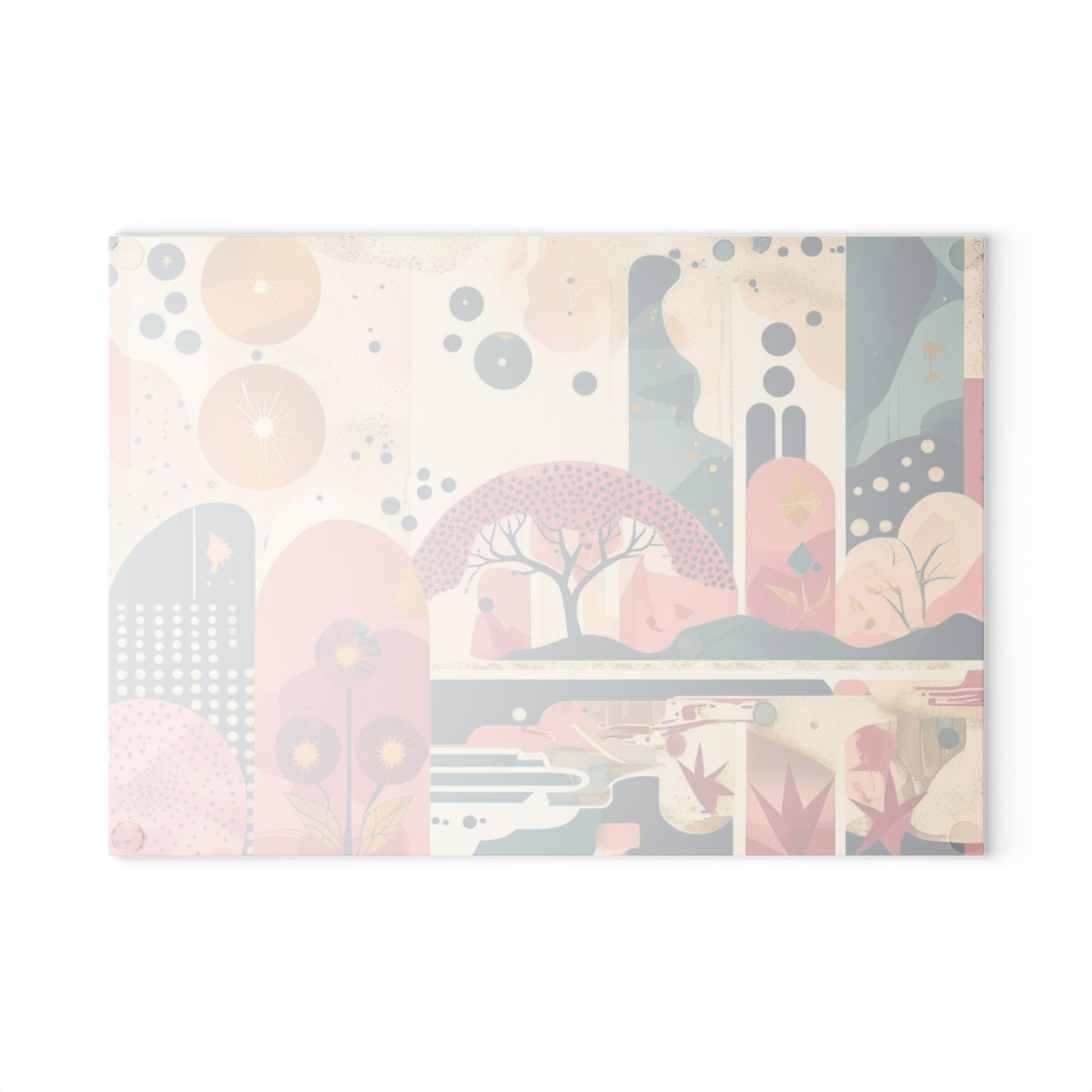 Dopamine Abstract Retro Landscape Glass Cutting Board | Mid - Century Modern Kitchen Decor - You're My Kind of Weird