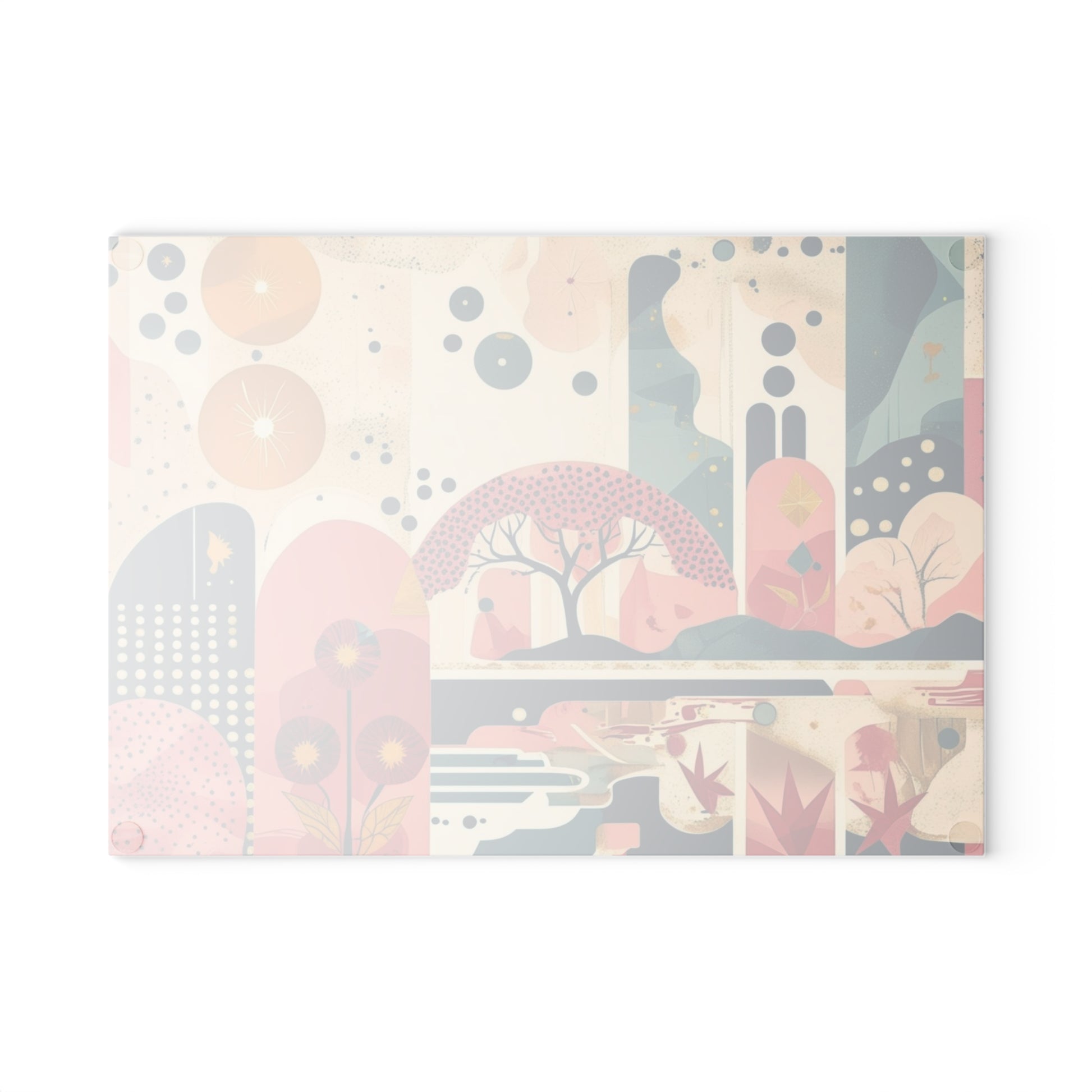 Dopamine Abstract Retro Landscape Glass Cutting Board | Mid - Century Modern Kitchen Decor - You're My Kind of Weird