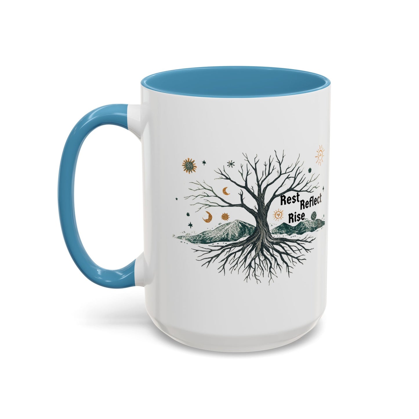 Inspirational Accent Coffee Mug, Motivational Mug, Nature Coffee Cup, Gift for Mindfulness, Rest Reflect Rise Mug - You're My Kind of Weird