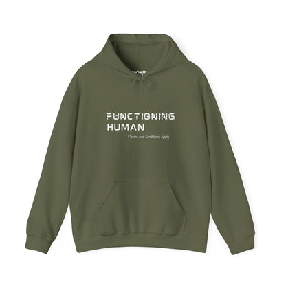Functioning Human Hoodie – Funny Unisex Heavy Blend™ Sweatshirt, Cozy Cotton-Poly Blend, Casual Gift
