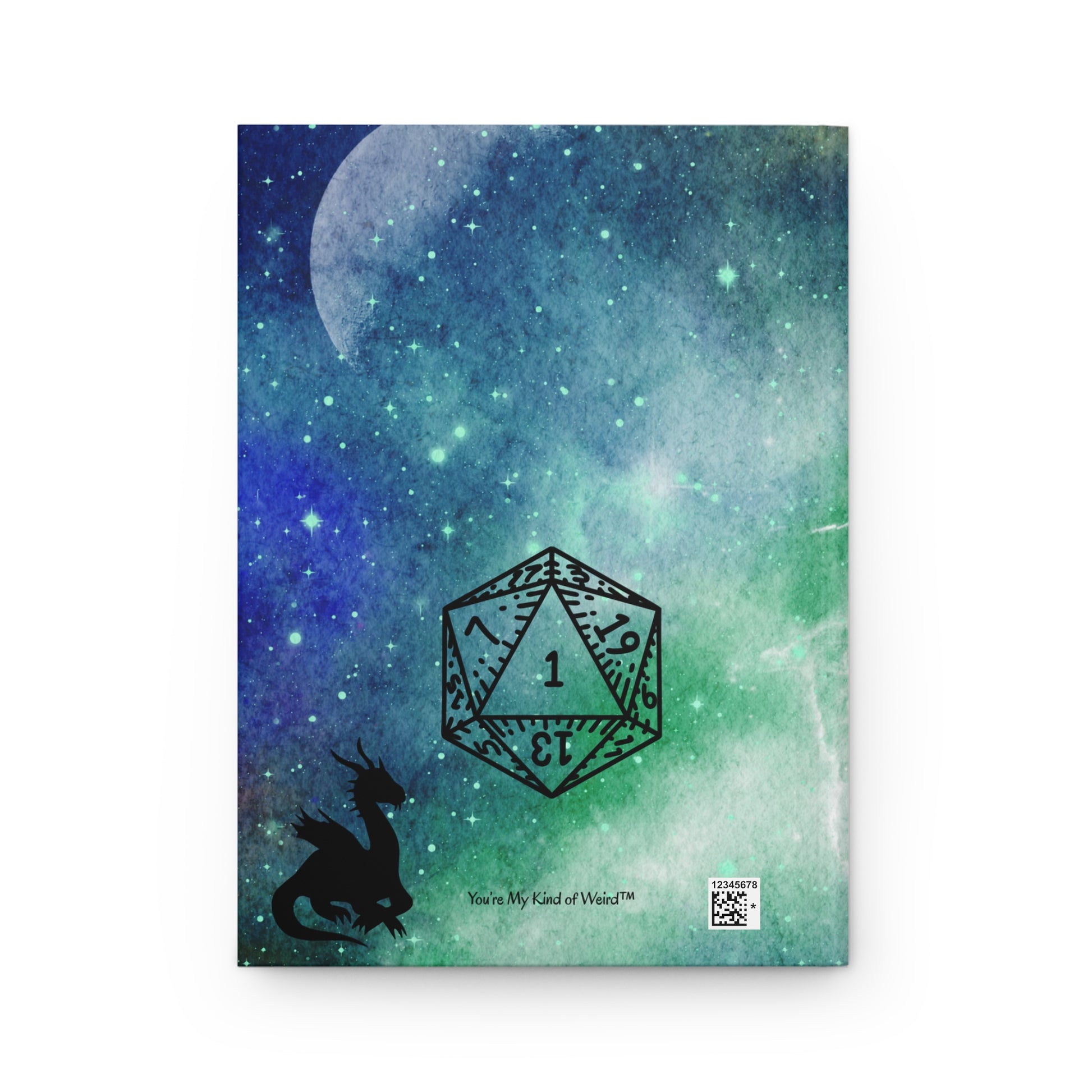 Personalized Monogram Dragon Crest Journal | Galaxy Hardcover D20 Dice Notebook - You're My Kind of Weird