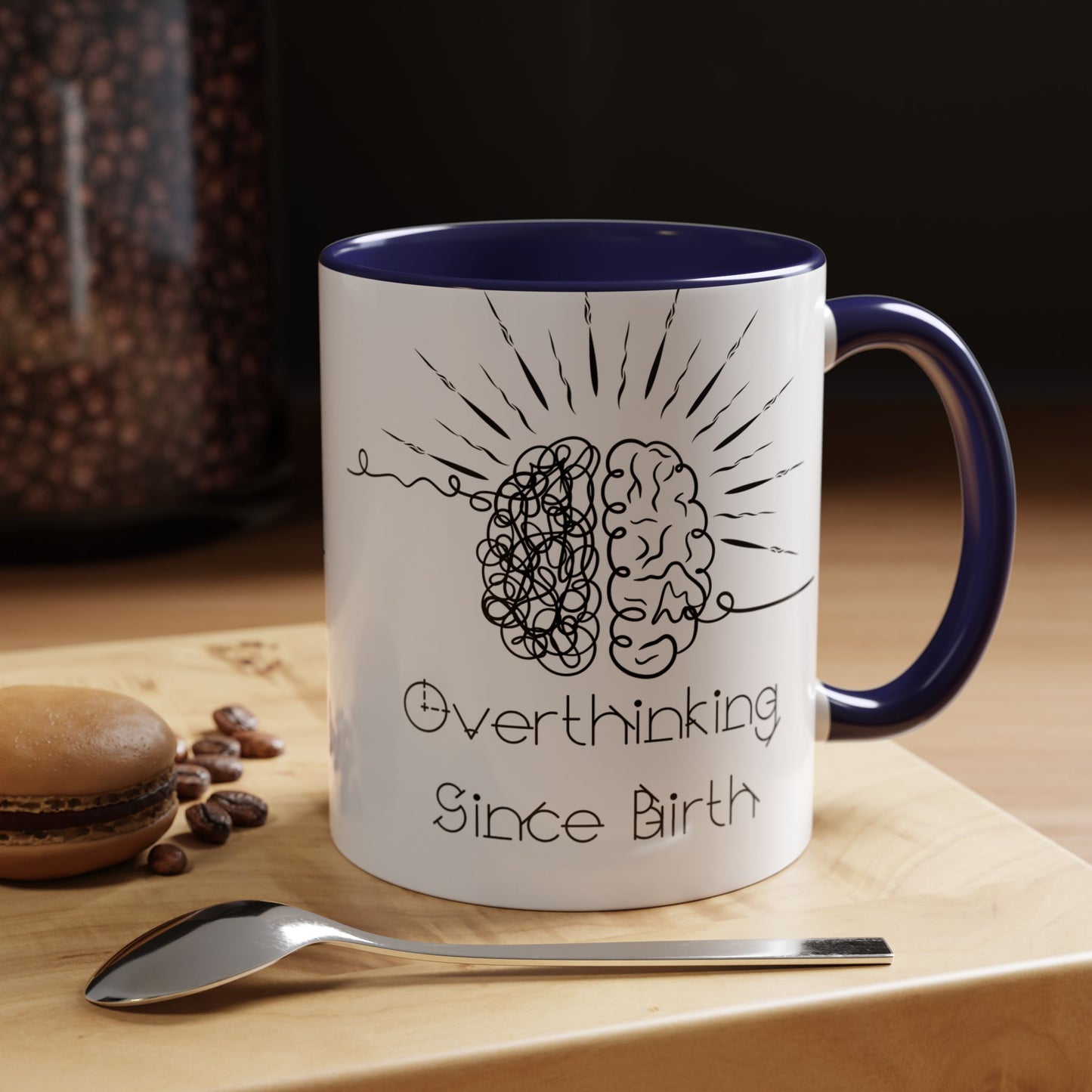 Overthinking Since Birth Coffee Mug | Fun Gift for Mental Health Awareness, Coffee Lover, Birthday Celebration, Quirky Humor, Self-Care