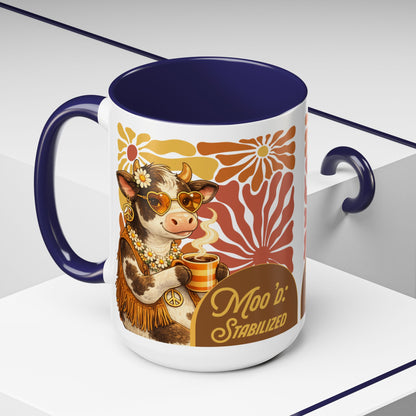 "Moo'd: Stabilized" Hippie Cow Accent Mug (15oz) - You're My Kind of Weird