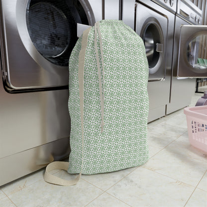 Green Geometric Drawstring Laundry Bag - You're My Kind of Weird