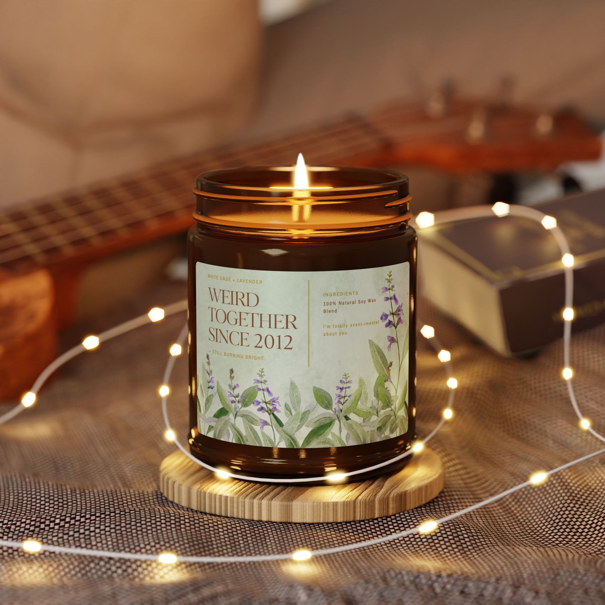 Weird Together Since [Custom Year] Herb Garden Lavender Label Candle amber jar | Soy Candle - You're My Kind of Weird