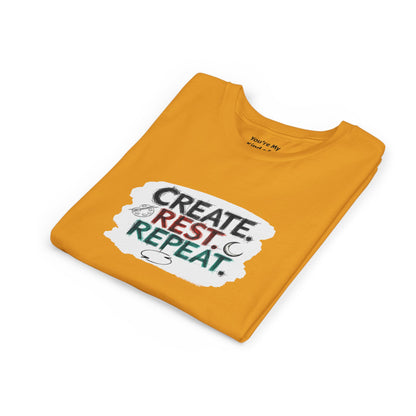 Create. Rest. Repeat. Kids Kwanzaa Shirt | Youth Creativity Tee | Uplifting Holiday Gift for Young Dreamers - You're My Kind of Weird