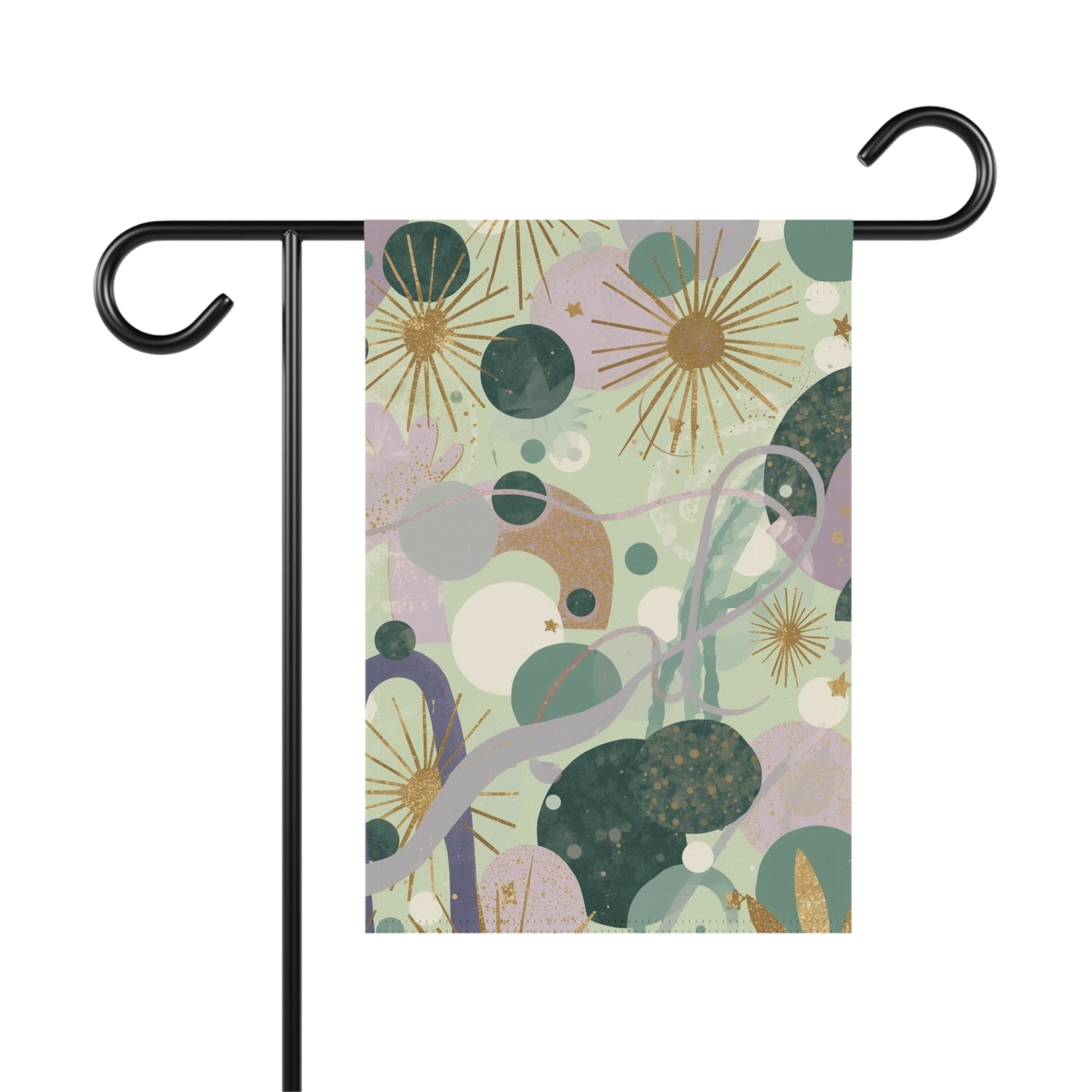 Dopamine Abstract Botanical Pattern Garden Flag | Mid Century Floral House Banner - You're My Kind of Weird