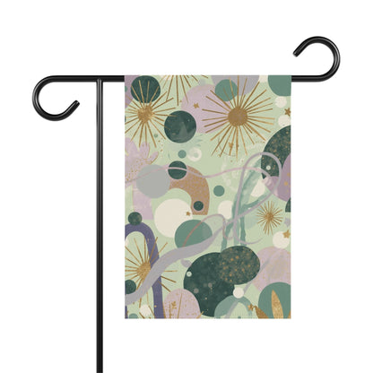 Dopamine Abstract Botanical Pattern Garden Flag | Mid Century Floral House Banner - You're My Kind of Weird
