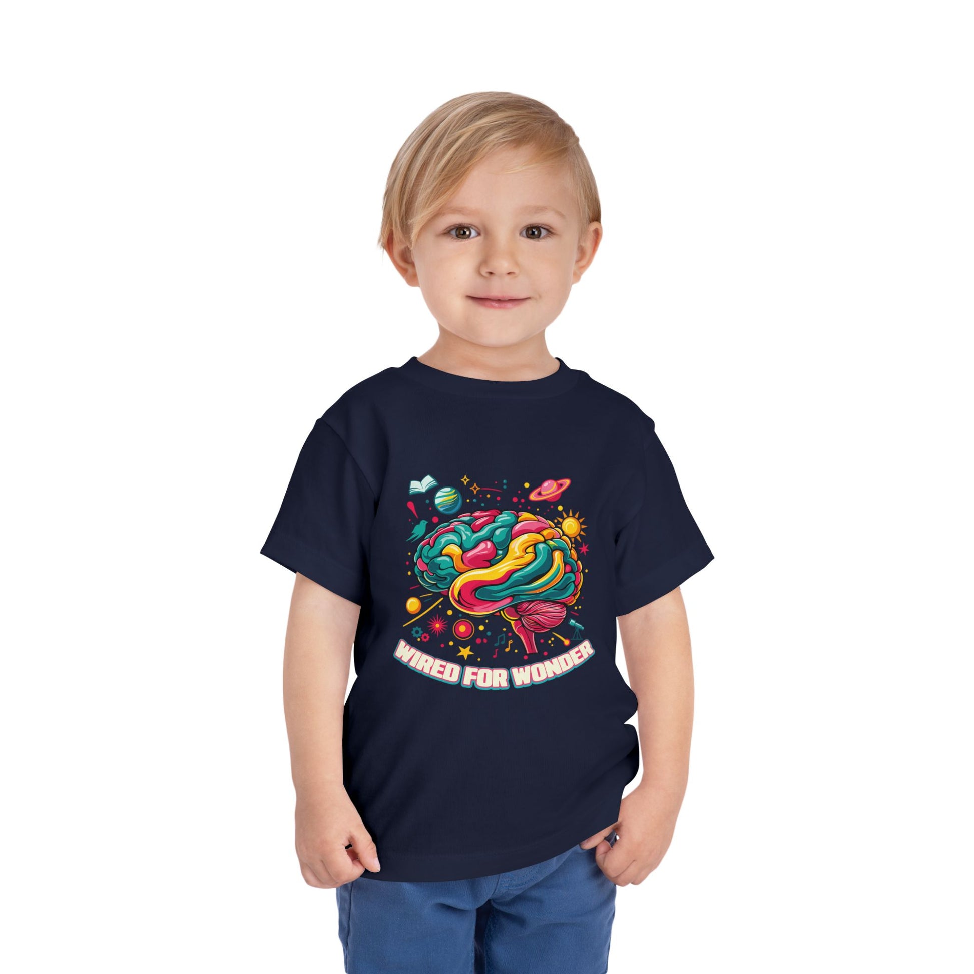 Toddler Tee — 'Wired for Wonder' Colorful Brain Space Graphic - You're My Kind of Weird