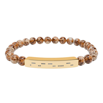 AuDHD Morse Code Bracelet | Natural Stone Stretch Bracelet | Neurodiverse Jewelry - You're My Kind of Weird