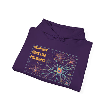 Neurons? More Like Fireworks Hoodie – Unisex Heavy Blend Funny Science Sweatshirt, Neurodivergent Pride Gift, Casual Everyday Wear, Cozy Pullover, Unique Birthday Gift