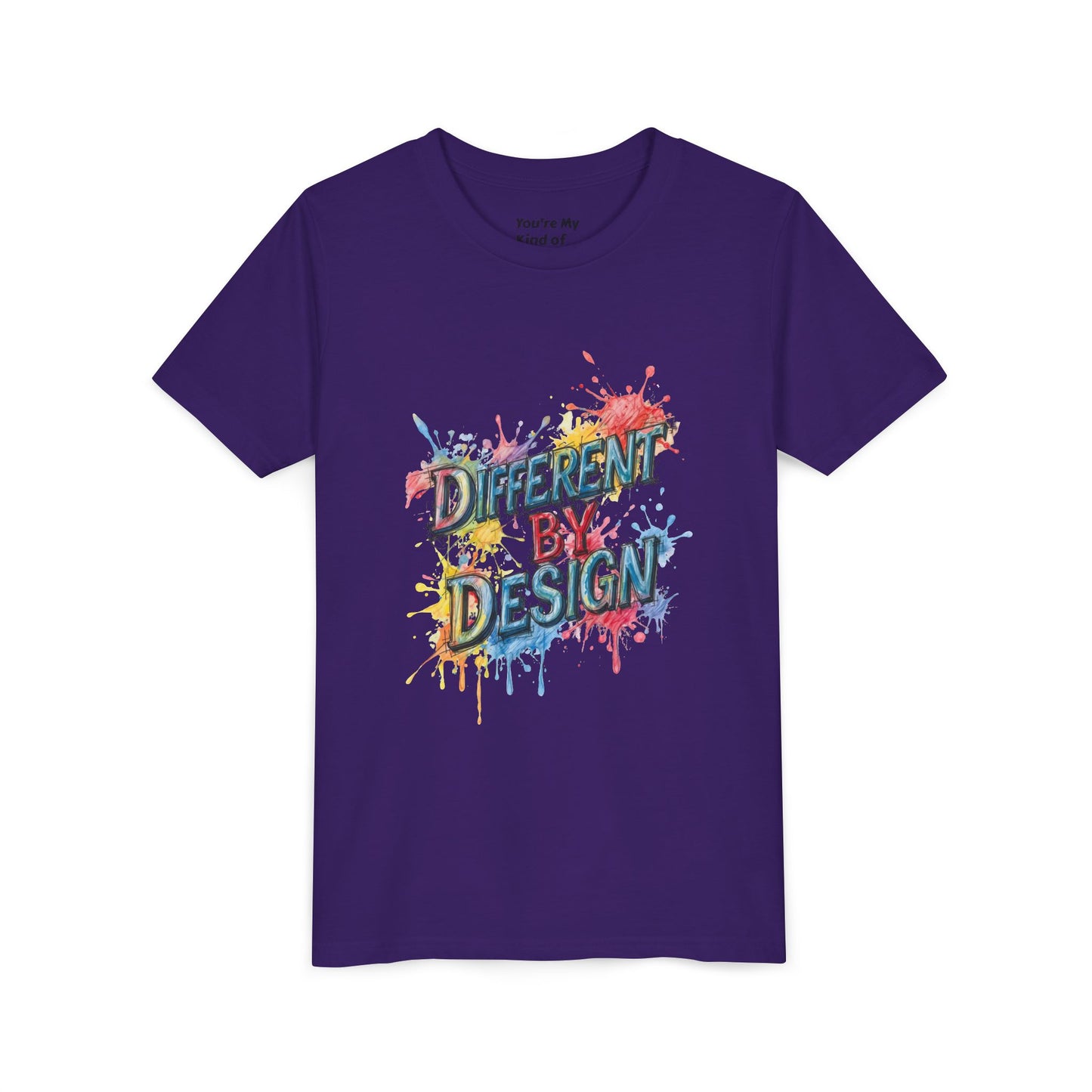 Different by Design Youth Tee - Colorful Graphic Shirt for Kids, Unique Style, Birthday Gift, Fun School Wear, Creative Expression