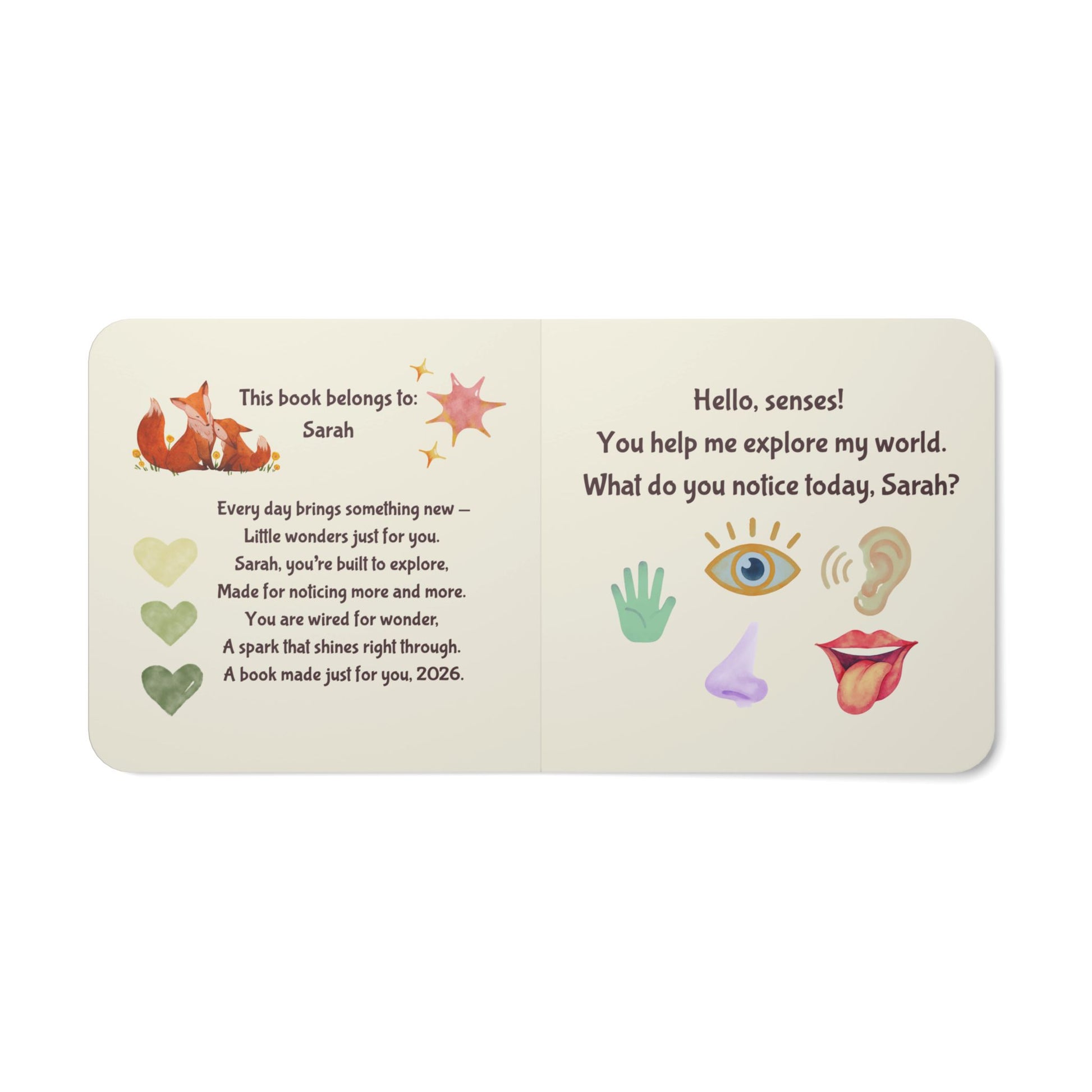 Personalized Baby Board Book "Wired for Wonder: Hello, Senses" A First Sensory Book - You're My Kind of Weird