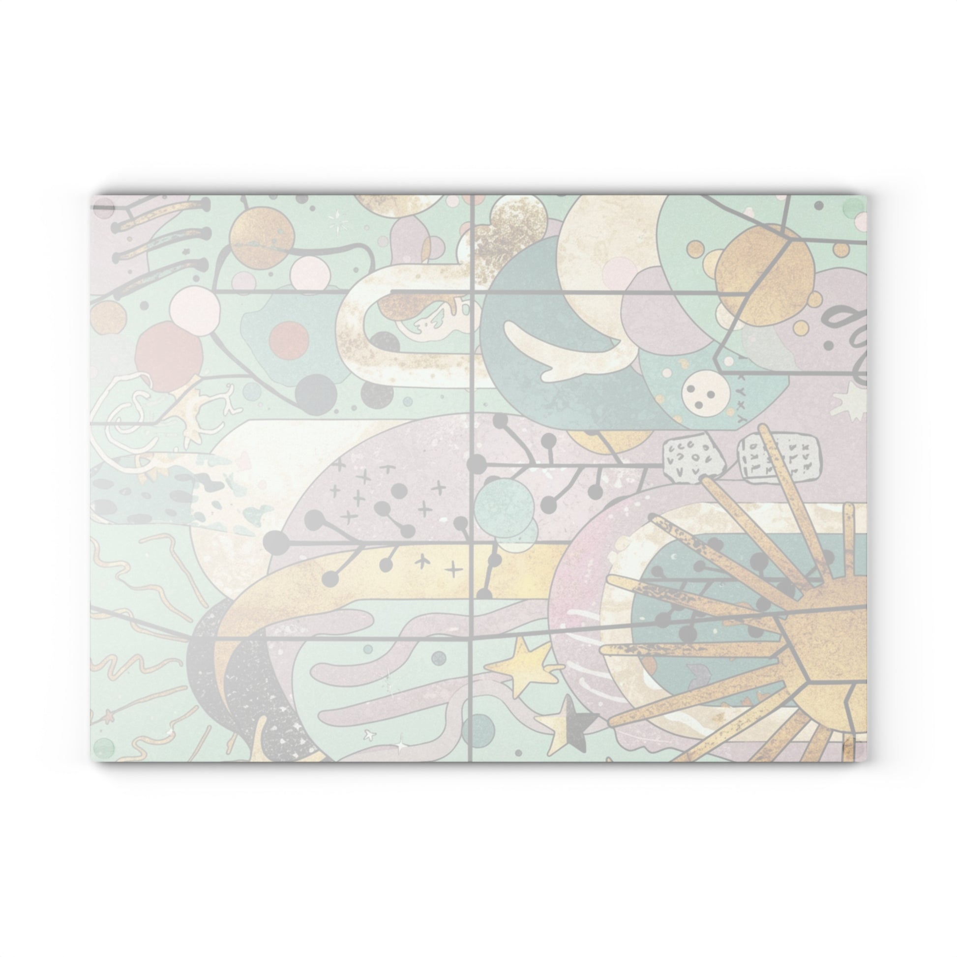 Dopamine Fun Abstract Celestial Illustration Glass Cutting Board | Sun Moon Stars - You're My Kind of Weird