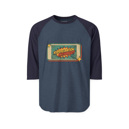 Unisex Three-Quarter Sleeve Raglan Shirt - Hyperfixation Elevated, Funny Gamer Tee, Gift for Nerds, Casual Wear, Birthday Celebration Tee