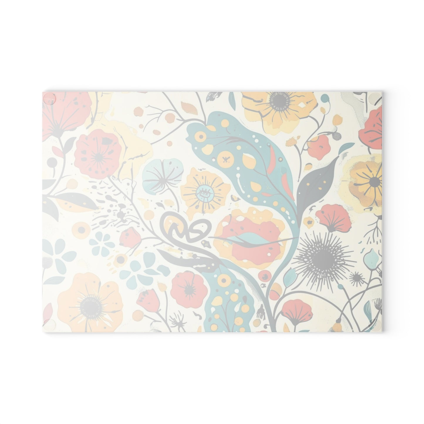 Dopamine Whimsical Floral Pattern Glass Cutting Board | Colorful Wildflowers - You're My Kind of Weird
