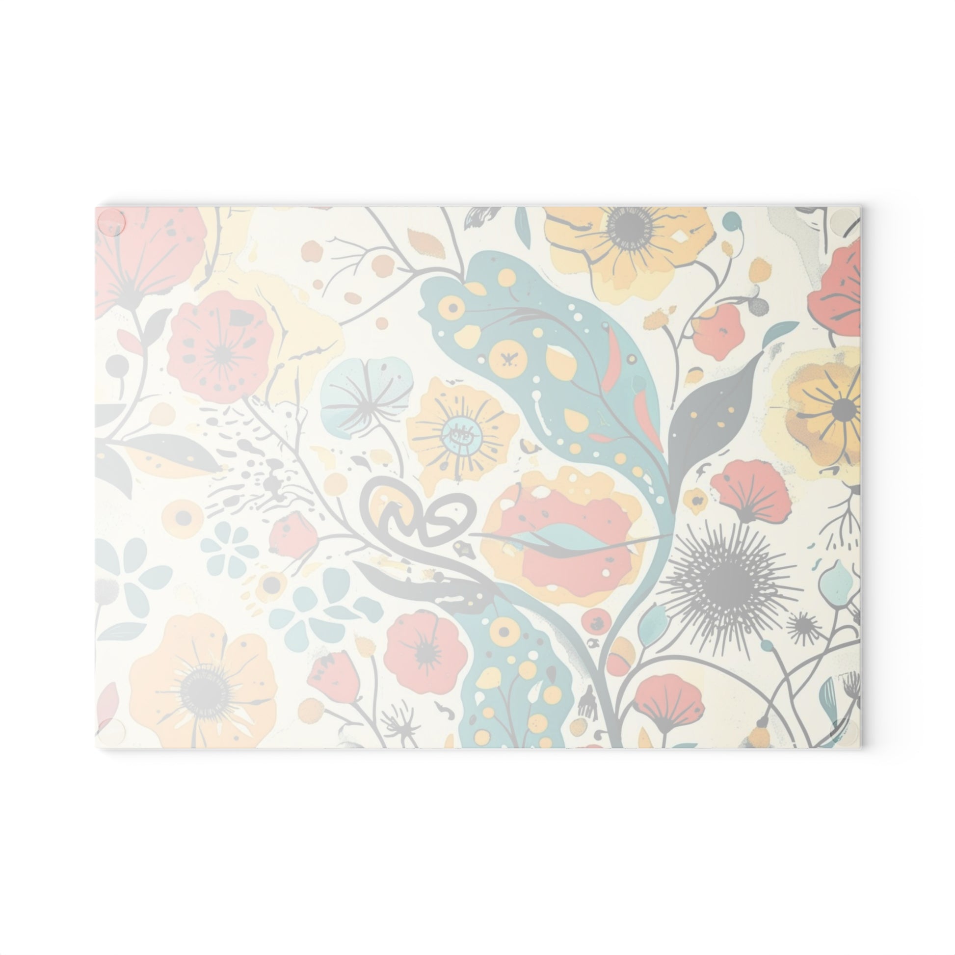 Dopamine Whimsical Floral Pattern Glass Cutting Board | Colorful Wildflowers - You're My Kind of Weird