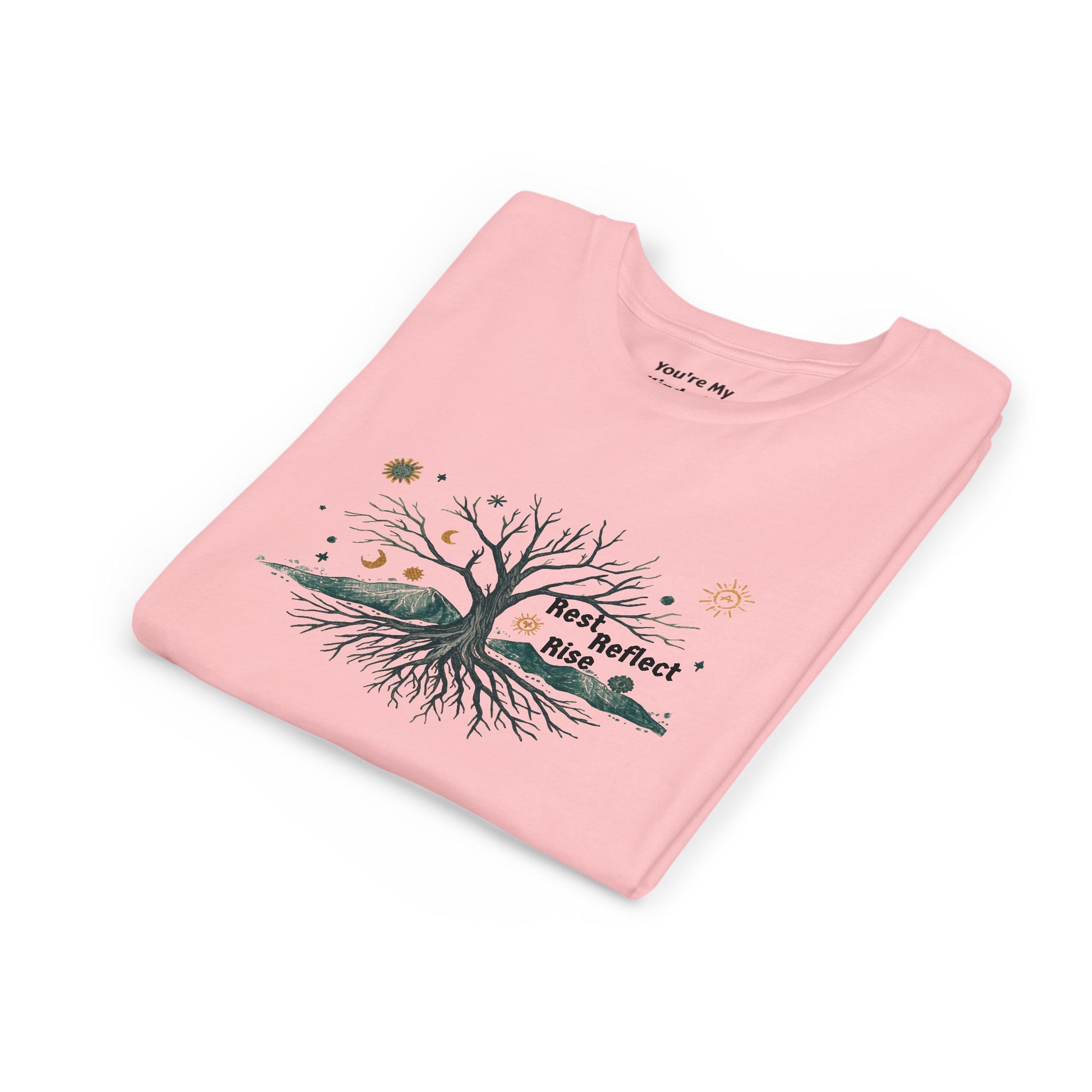 Rest. Reflect. Rise. Kids Solstice Shirt | Mindful Winter Tee for Children | Positive Message Youth T-Shirt - You're My Kind of Weird