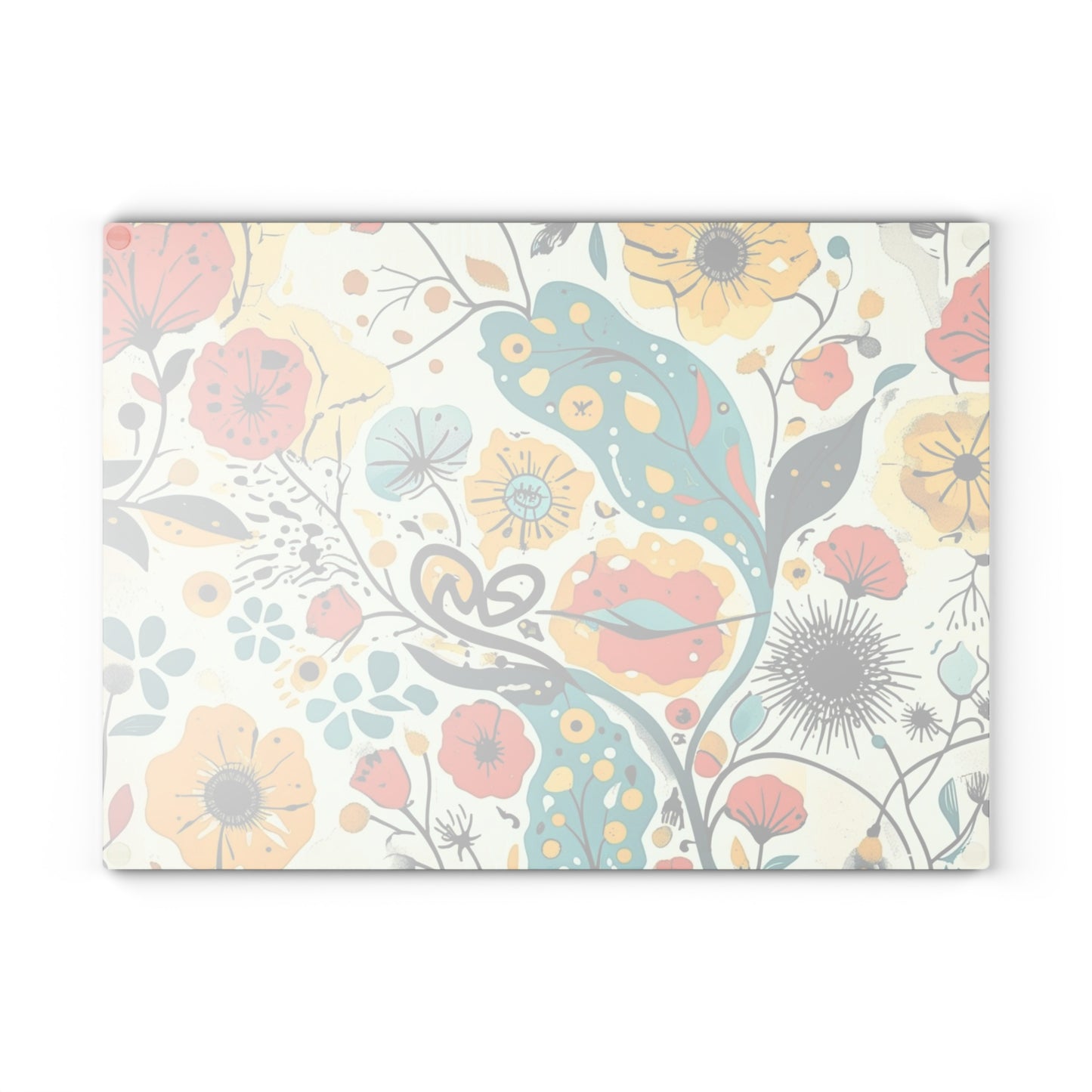 Dopamine Whimsical Floral Pattern Glass Cutting Board | Colorful Wildflowers - You're My Kind of Weird