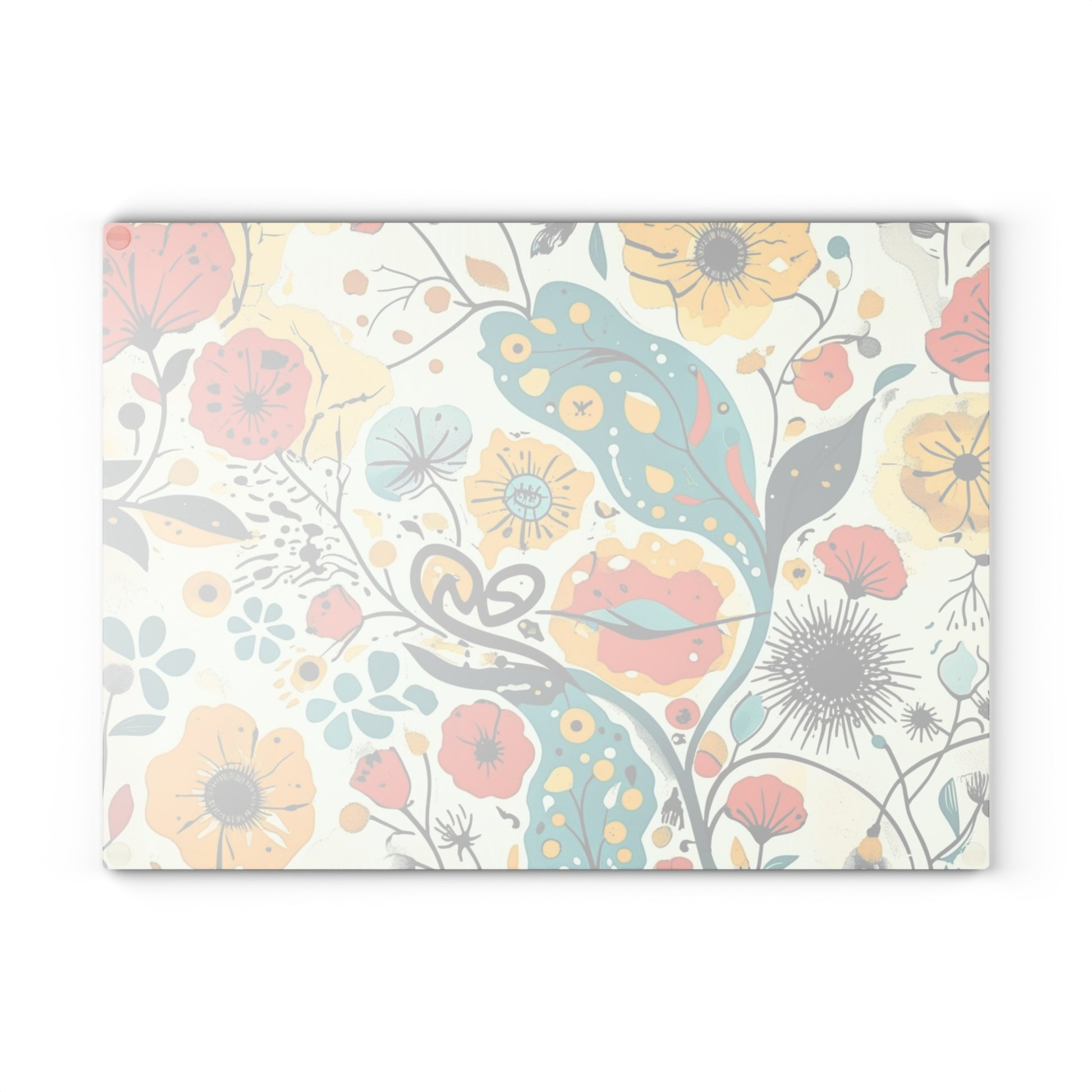Dopamine Whimsical Floral Pattern Glass Cutting Board | Colorful Wildflowers - You're My Kind of Weird