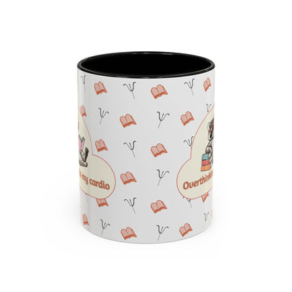 Overthinking Is My Cardio Coffee Mug — Cute Raccoon Reading Accent Mug - You're My Kind of Weird